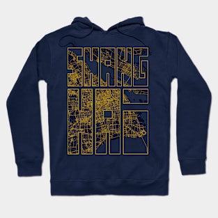 Shanghai, China City Map Typography - Gold Art Deco Hoodie